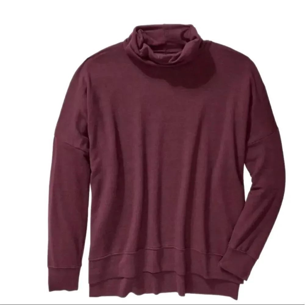 Victoria’s Secret PINK Turtleneck Oversized Pullover Terry Tunic Maroon Medium